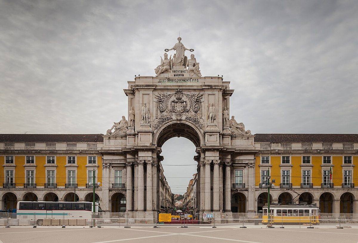 The Arco da Rua Augusta and the yellow arcades of Praça do Comércio, the starting point for most things to do in Lisbon